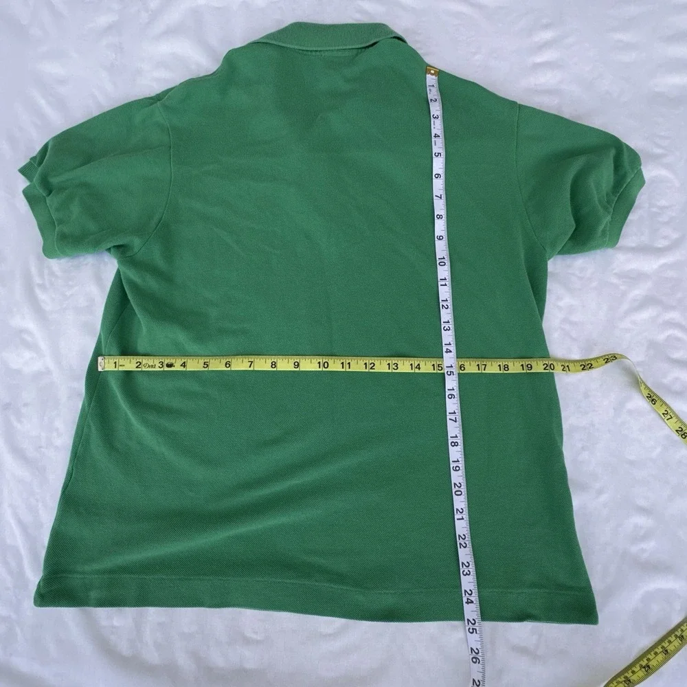 Lacoste Polo Shirt Green Size 5 women's Large Cotton Short Sleeve Classic Logo